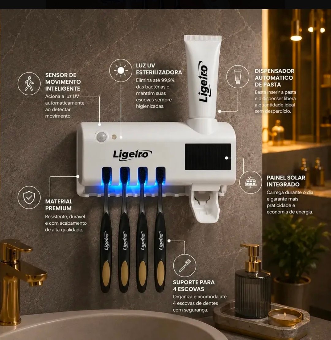 Dispenser Pasta De Dente Com Porta Escova Suporte De Parede