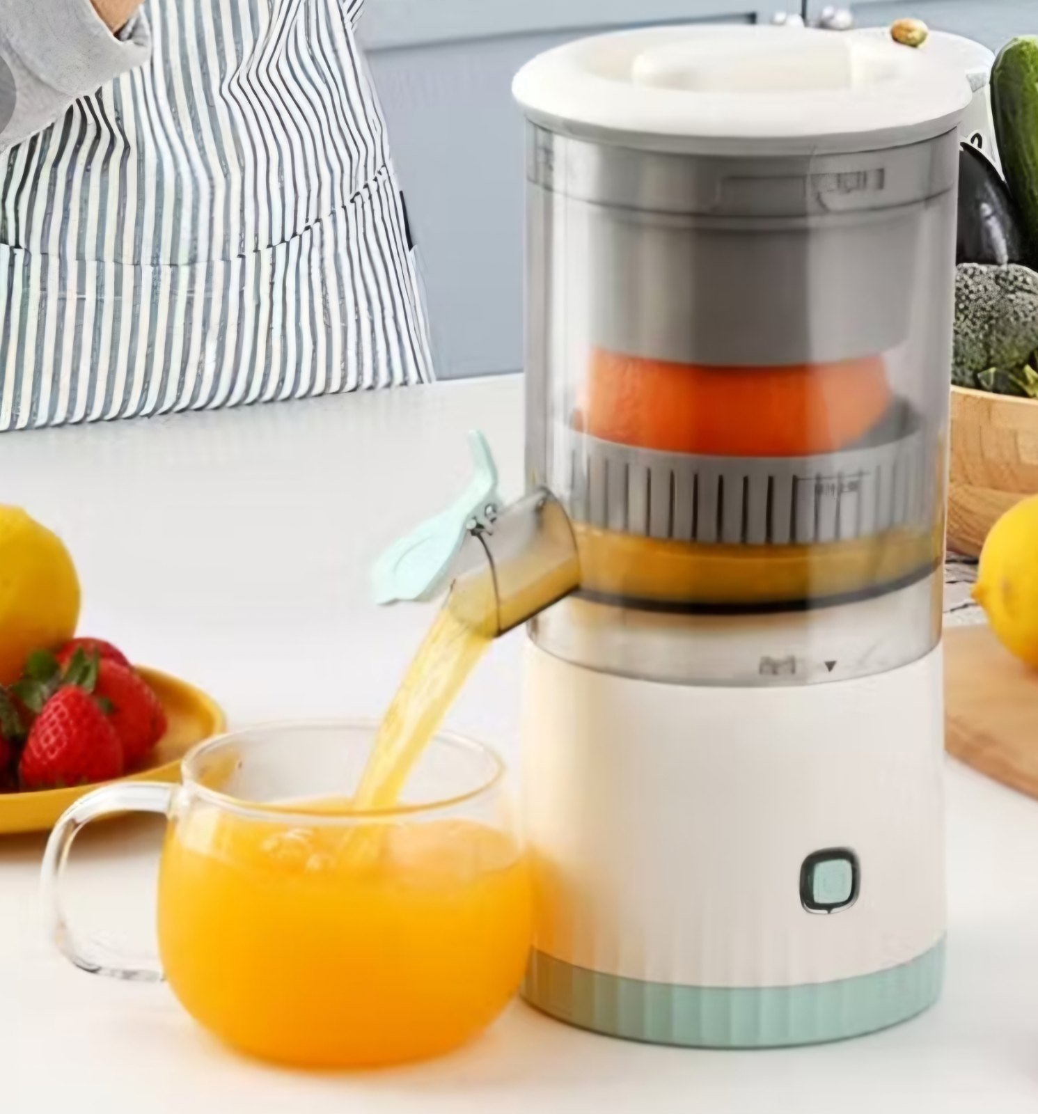 Espremedor Elétrico Laranja Limão Frutas Fazer Sucos Recarregável Usb Cozinha